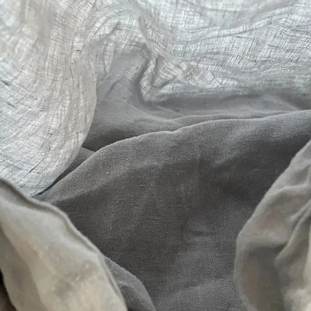 Parachute Linen Duvet Cover Full Queen Gray Button Closure
